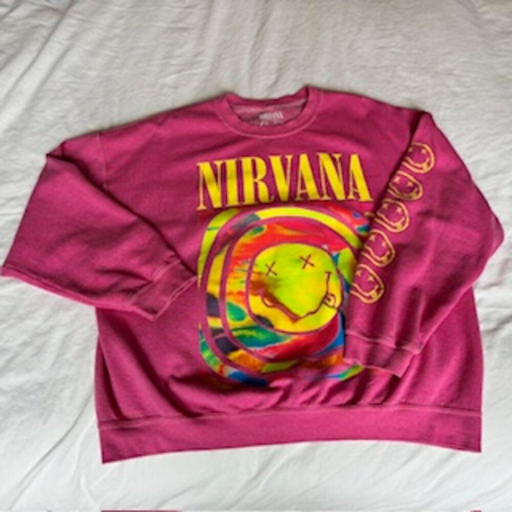 Urban Outfitters Hot Pink Nirvana Crew Neck